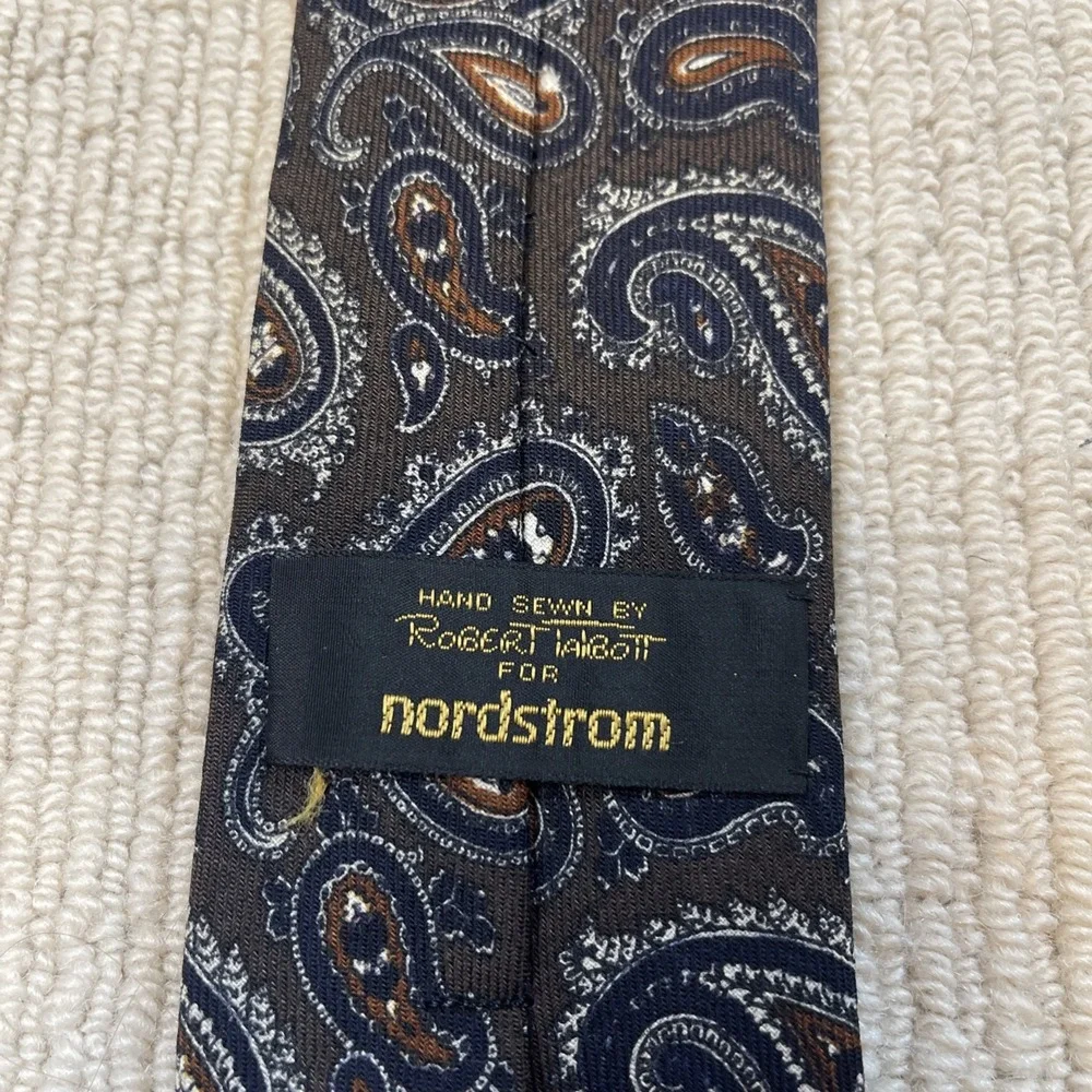 Robert Talbott Nordstrom Wool Tie Brown Paisley Men's Designer Necktie